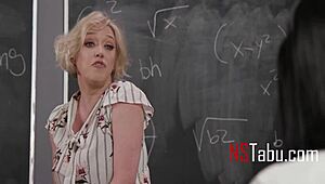 les teacher seduces ebony teen after seein her bigger tits, damn!