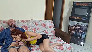 Wife shows pussy to my friend, I left them alone!