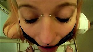 Pervypixie Gagged Hard While Drinking Piss in POV