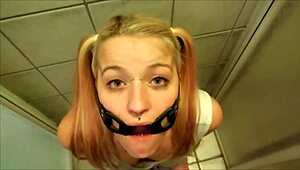 Pervypixie Gagged Hard While Drinking Piss in POV