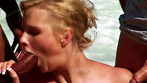 Whoa, busty blonde tourist ass drilled by locals outdoors!