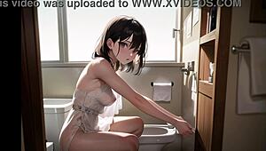 i'm sharing a private toilet moment with horny girls, masturbating pussy and fucking tight ass