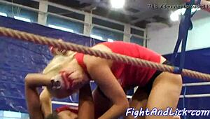 Pussylicking Euro Dykes Wrestle in Close-Up Oral Fun