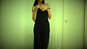 Horny teen 18+ rips off her clothes in a sexy striptease!