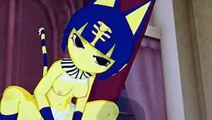 i'm ankha, riding a nice cock in the bedroom, creampie