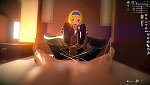 The angel struggled to get infinite squirter in the game, her huge monster cock causing massive cumshots