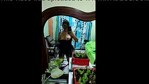 old woman looks sexy on halloween dressed as dracula showing natural tits