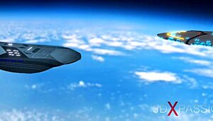 3d Sexy Sci-Fi Dickgirl Android Plays With A Hot Woman In The Space Station