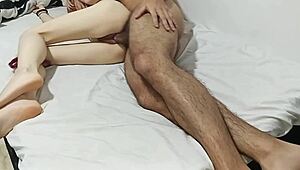 My stepsister's horny vagina filled with my cum.