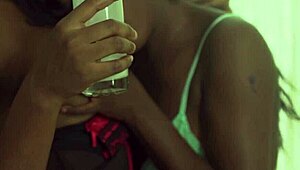 I-I can't believe those two ebony boarding school lesbian teen 18+s are licking each other's pussy and tits while fucking with their new toy, it's so hot!