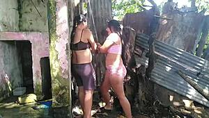 Bold Lesbian Sex Experiment with My Adventure Buddy in the Forest