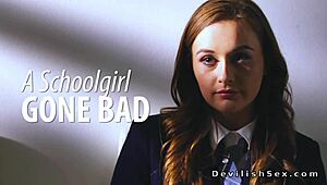 Hot babe with small tits rides big cock cowgirl style in dean's office