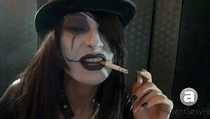 Goth Girl Shows Off Her Big Tits While Smoking