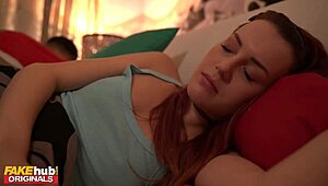 Fakehub - POV, Sharing a Bed with My Super Cute Redhead Petite Teen Stepsis for Hot Riding