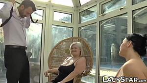 Busty British gilfs enjoy a relaxing massage with a strong partner