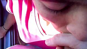 Michelle Simpson gives amateur blowjob in pov, sucking and swallowing cumshot