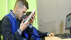 twink joins GAY GANGBANG ORGY with bareback BANGING