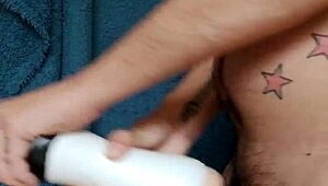 i use fleshlight in the kitchen for intense orgasm with my pierced cock