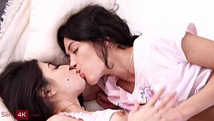 Wow, Polina Sweet and Kris the Foxx are so slender and slutty in this hot threesome! 🔥