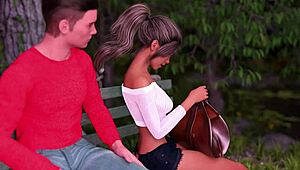 Enjoy the walk with girlfriend in first kiss game porn story 3