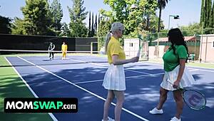 Tennis game with slut stepmoms explodes into foursome fuckfest orgy - kenzie taylor & mona azar - momswap!