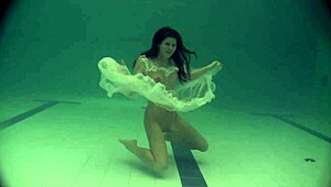 Russian Naked Babe Natalia Swims and Strips in Pool