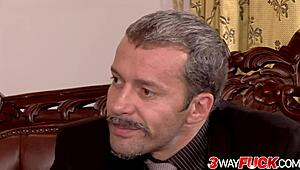 Two Gentlemen Double Penetrate Lustful Lauryn May in Wild 3-Way