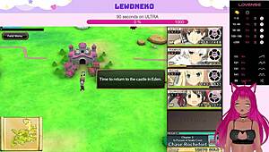 Lewdneko Vtuber moans in cute hentai game Evenicle