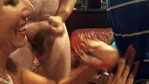 milf gives handjob to monster cock in the shop, cumshot?