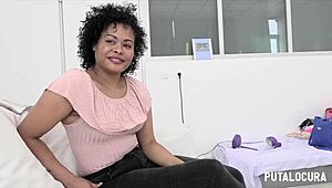 Putalocura! Naomi Rivas, gorgeous Dominican, takes first ride and swallows Torbe's load!