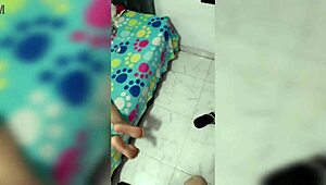 Mexican brunette fucking her tall white neighbor with a big cock