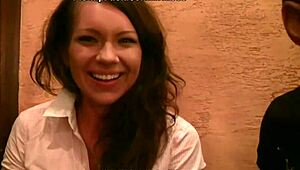 Brunette Sucks Black Cock Outdoors for Cash Boldly