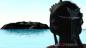 beautiful young queen gets fucked hard by green monster in mystical cave