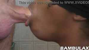 Ebony Mouth Sucks Big Cock and Swallows Every Drop