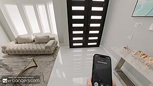 Three hot babes with big tits licking balls and fucking in VR