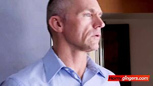 Redhead lucy seduces stepfather, gets pussy drilled hard