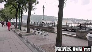 Mofos public pickup with young wife Kiki Cyrus fucking outdoors.