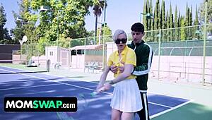 Tennis game with slut stepmoms explodes into foursome fuckfest orgy - kenzie taylor & mona azar - momswap!