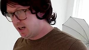 Busty Newbie Sucking Nerds Dick