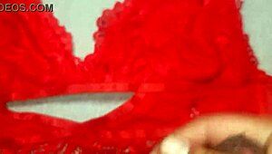I Masturbated in My Friend’s Red Lingerie and Came on It! She Loves It!