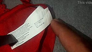 I Masturbated in My Friend’s Red Lingerie and Came on It! She Loves It!