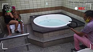 making of experienced mature woman scene with tattooed young guy