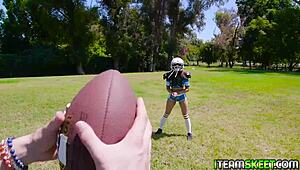 the two players go inside for a post practice bone sesh and gets ambers pussy a hard dick down