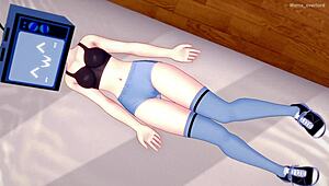 TV woman quick action in sports clothes