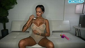 Big Tits Ebony Zoey Sinn In Sheer Lingerie Oiled And Wet Masturbates With Multiple Sex Toys!