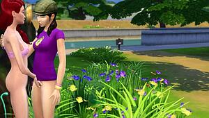 Lesbians make sex at the park!