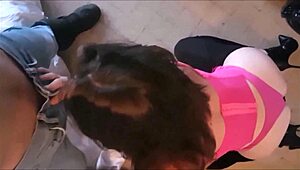 French Amateur Amoul Solo in Satin Lingerie Sucking