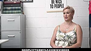 ryan keely, blonde milf shoplifter, caught giving blowjob then anal fucking officer for multiple orgasms