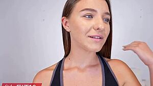 Gorgeous 18-Year-Old Ukrainian Sissy Moore FUCKED HARD by Agent in Yoga Pants!