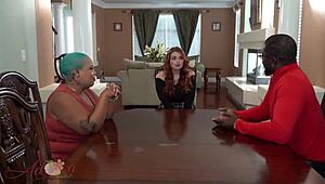 Man, I can’t even talk right… this 3some with her natural tits and bent over action got me shook!